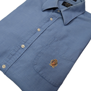 Chemise CHAPS vintage bleu uni logo brodé manches longues homme taille XL