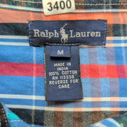Chemise Ralph Lauren M Enfant Carreaux Bleu Multicolore Logo Vert manches longue