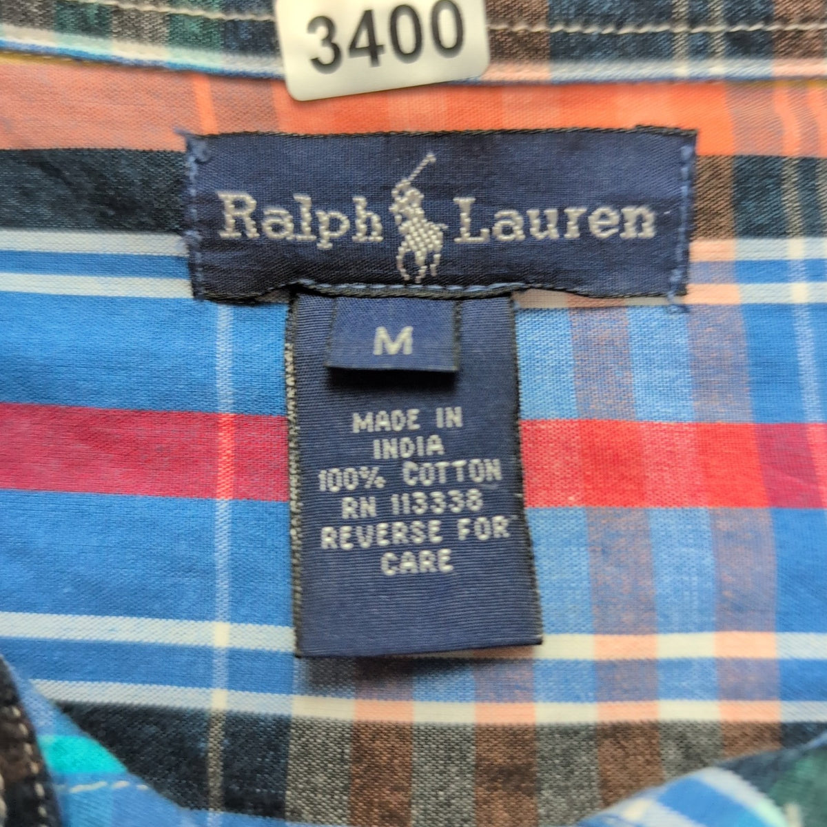 Chemise Ralph Lauren M Enfant Carreaux Bleu Multicolore Logo Vert manches longue