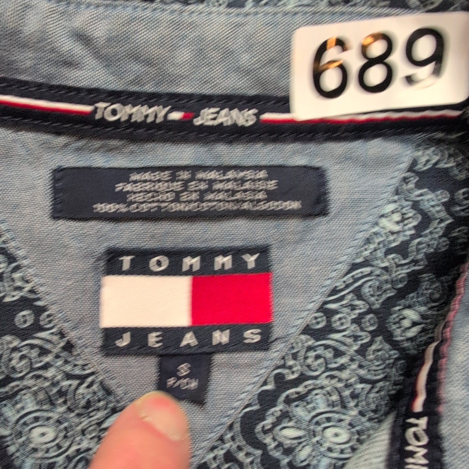 Chemise Tommy Hilfiger Manche Courte Bleu Marine Motifs Mandalas Taille S