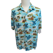 Chemise Hawaïenne Manches Courtes George Rayonne Ananas Bleu M