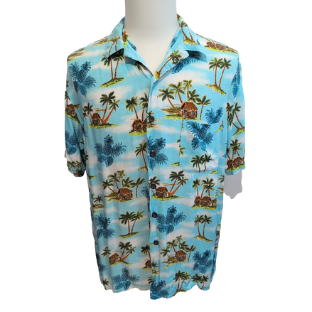 Chemise Hawaïenne Manches Courtes George Rayonne Ananas Bleu M