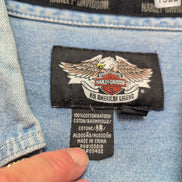 Chemise Harley Davidson XL Jean Bleu 100% Coton Brodée 2 Poches Logo