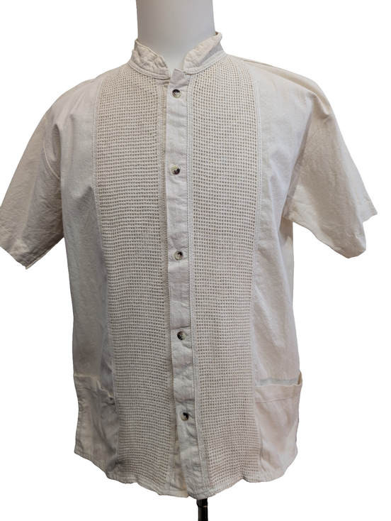 Chemise Hawaïenne Style Safari - Col Officier - Crème / Blanc Cassé - Taille M