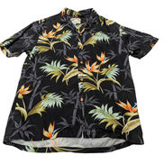 Chemise hawaïenne soie noire Paradise Found Made in Hawaii taille S