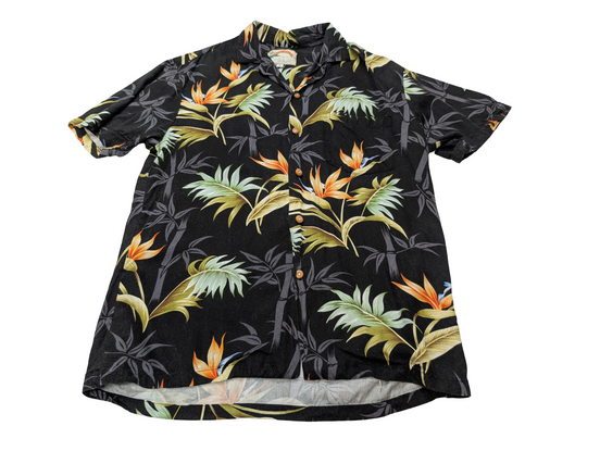Chemise hawaïenne soie noire Paradise Found Made in Hawaii taille S