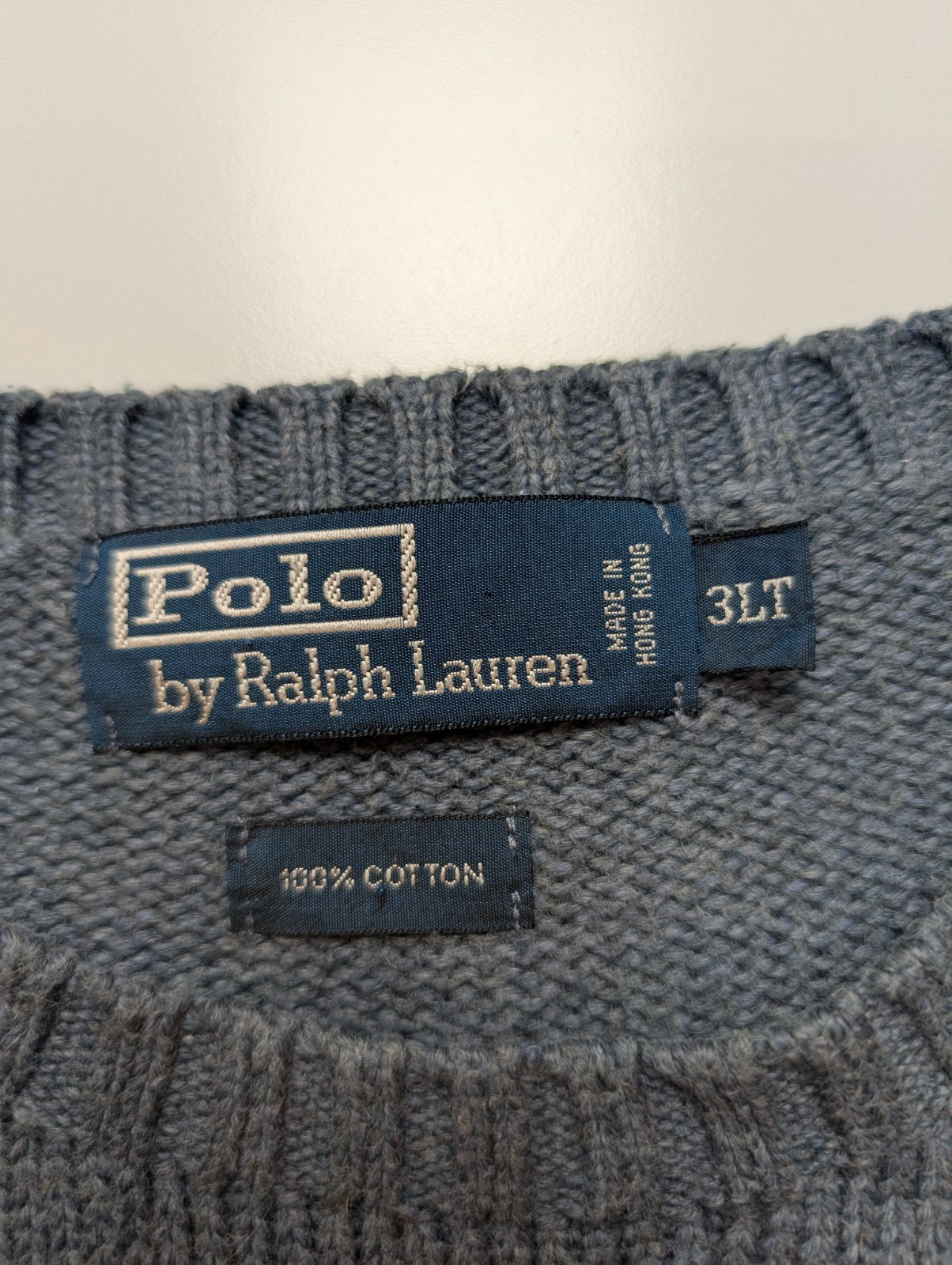 Pull POLO RALPH LAUREN Homme 3XL Bleu Zinc Épais Logo Marine Rare Big & Tall