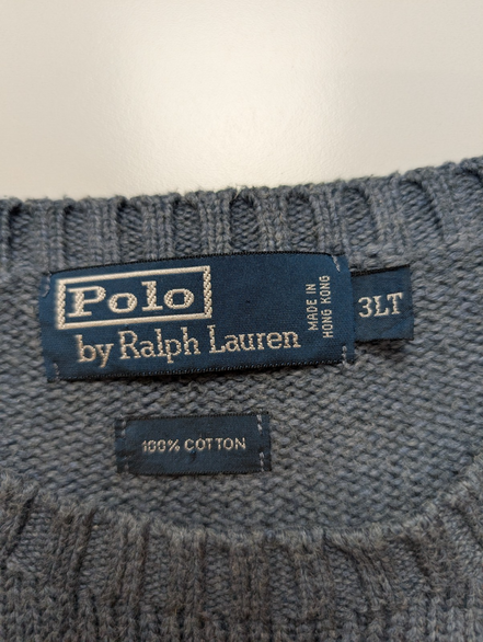 Pull POLO RALPH LAUREN Homme 3XL Bleu Zinc Épais Logo Marine Rare Big & Tall