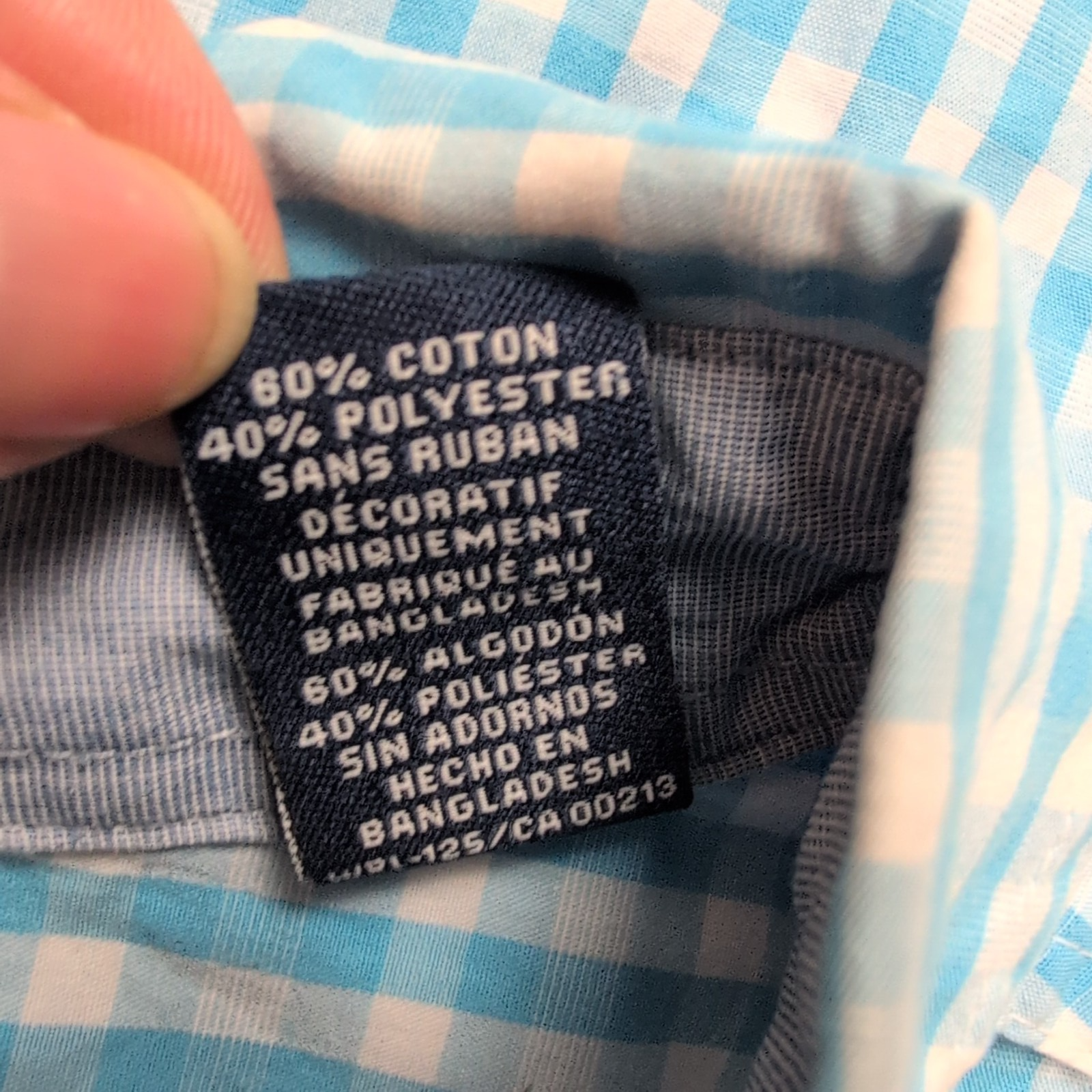 Chemise Chaps Bleu Ciel Petits Carreaux Taille XL TG Manches courtes