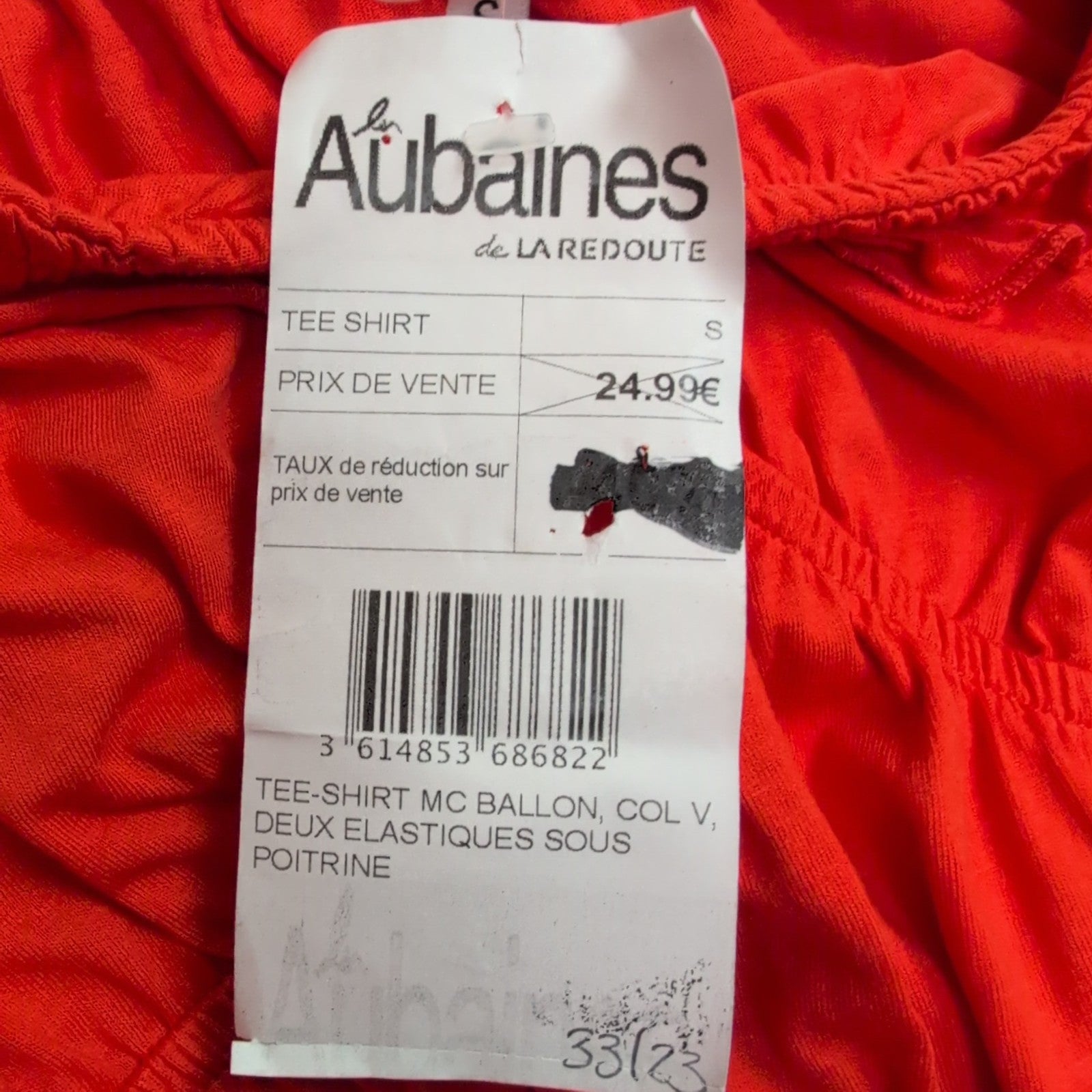 Haut Femme La Redoute Taille S Orange Volants Manches Bouffantes Neuf Étiquette