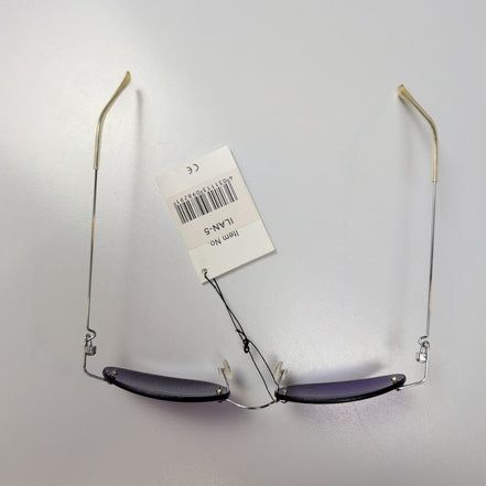 Lunettes de soleil Y2K Branche fine Métal chromé Sans monture Ovale Violet