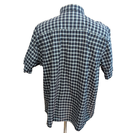 Chemise Nautica XL Carreaux Bleu Logo Métal Poche Manches Courtes