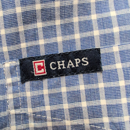 Chemise Chaps bleu à petits carreaux manches courtes à poche taille M