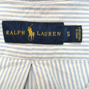 Chemise Ralph Lauren S Oxford Bleu Rayures Logo Marron Coton Poche Classique