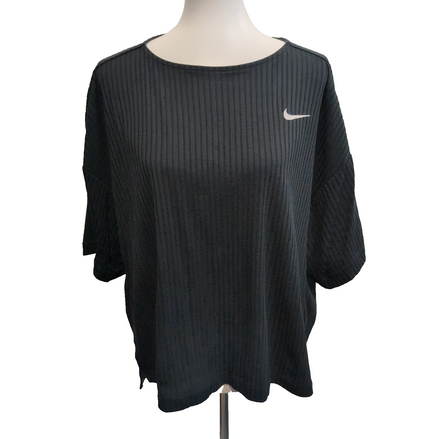 Pull Nike Sportswear Femme XXL 2X Noir Côtelé Crop Top Oversize Swoosh