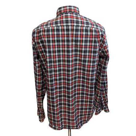 Chemise J.Crew L XL Bleu Rouge Carreaux 100% Coton Poche manches longues