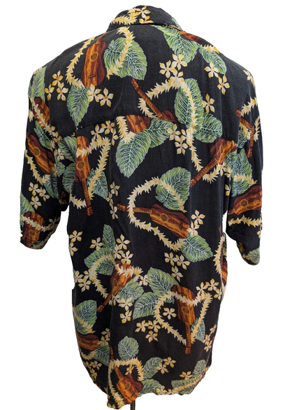 Chemise Hawaïenne Straight Down Made in USA Motif Guitare - Taille L