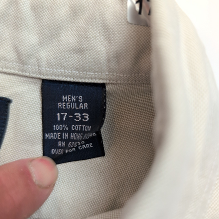 Chemise Lands' End XL Regular Oxford Gris 100% Coton Made in Hong Kong