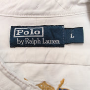 Chemise Polo Ralph Lauren L Col Officier Blanc Poches Rabat Sans Logo Modifiée