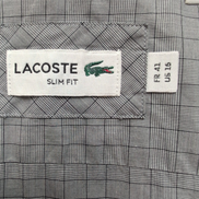 Chemise Lacoste 41 L Slim Fit Gris Carreaux Logo Brodé manches longues