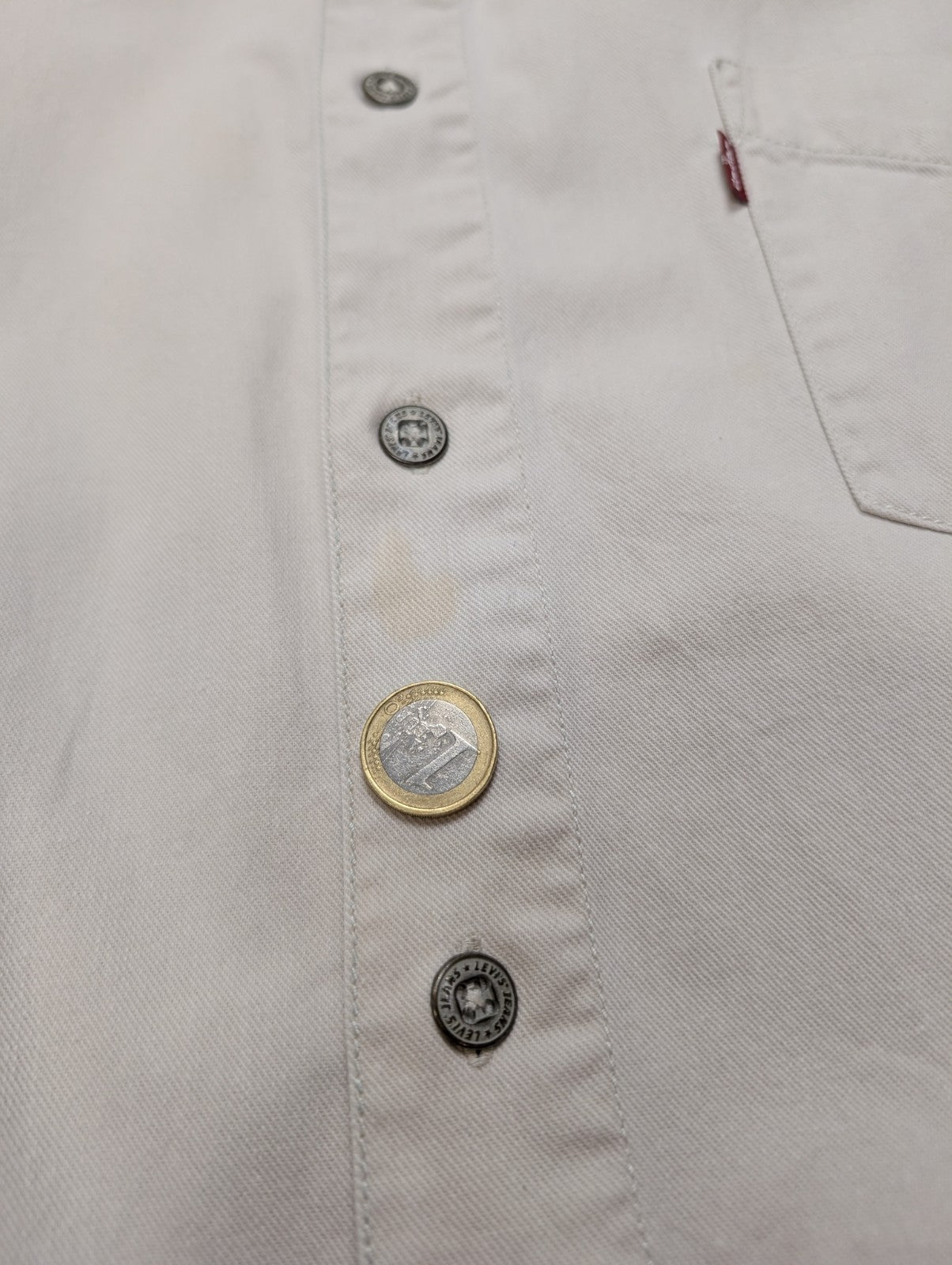 CHEMISE LEVI'S Jean Lourd Blanc Cassé XXL Homme Vintage Bouton Métal