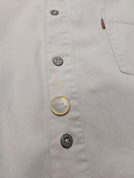 CHEMISE LEVI'S Jean Lourd Blanc Cassé XXL Homme Vintage Bouton Métal
