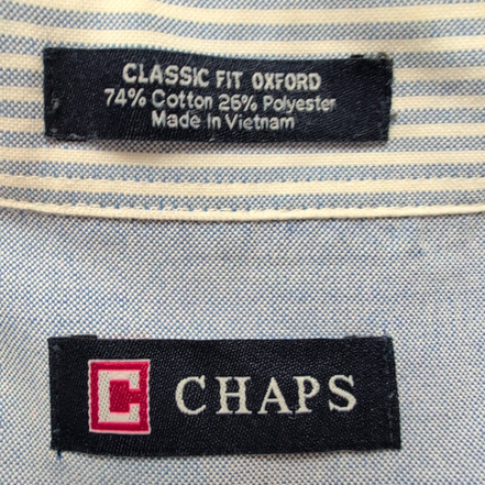 Chemise Chaps bleu clair coton Oxford manches longues 1 poche L XL