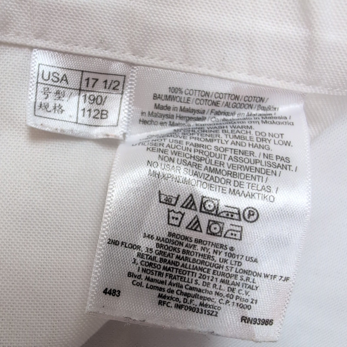 Chemise Brooks Brothers 17.5 XXL 3XL Blanc Supima Coton Poche USA