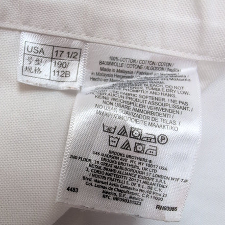 Chemise Brooks Brothers 17.5 XXL 3XL Blanc Supima Coton Poche USA
