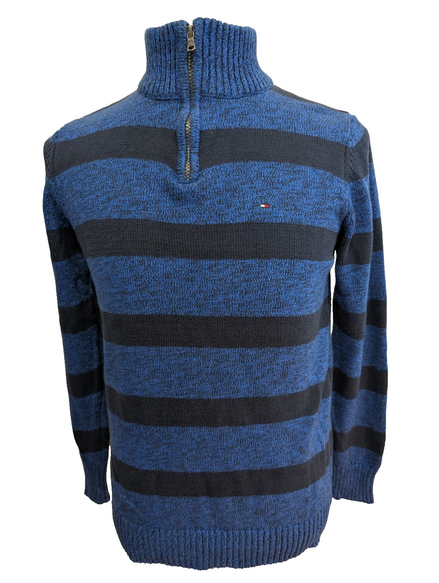 Pull TOMMY HILFIGER Homme Col Zippé Bicolore Bleu Marine Taille S (xl20) Rare