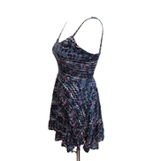 Robe d'été Femme Bretelles Réglables Viscose Motif Géométrique Bleu Rose M