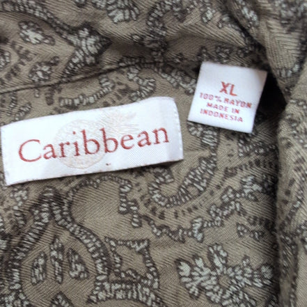 Chemise Hawaïenne Caribbean XL Rayonne Kaki Motifs Paisley Cachemire