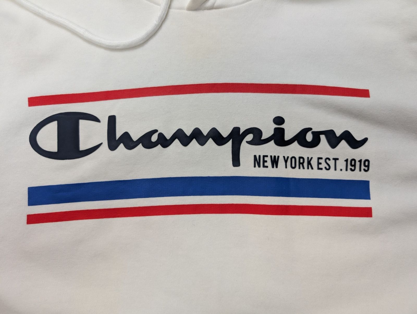CHAMPION Sweat à Capuche Homme S Blanc Logo Drapeau Américain Hoodie Sport