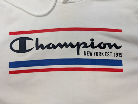 CHAMPION Sweat à Capuche Homme S Blanc Logo Drapeau Américain Hoodie Sport