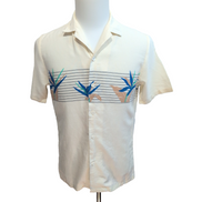 Chemise Hawaïenne Big Sur California S Blanc Cassé Feuillage Manches Courtes
