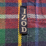 🧣 CHEMISE FLANELLE IZOD COUPE LARGE L (G) CARREAUX BLEU VERT ROUGE