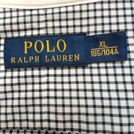 Chemise Polo Ralph Lauren XL Carreaux Noir Col Blanc Sans Logo manches longues