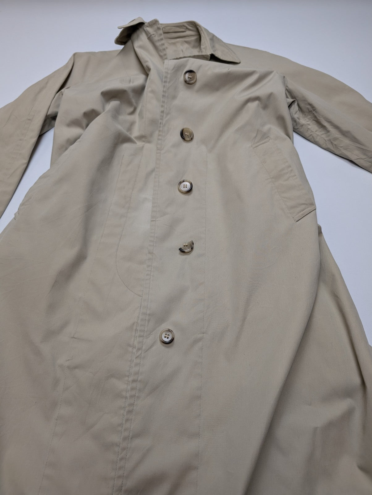 Trench-Coat Long London Fog Femme M Beige Crème Classique Imperméable