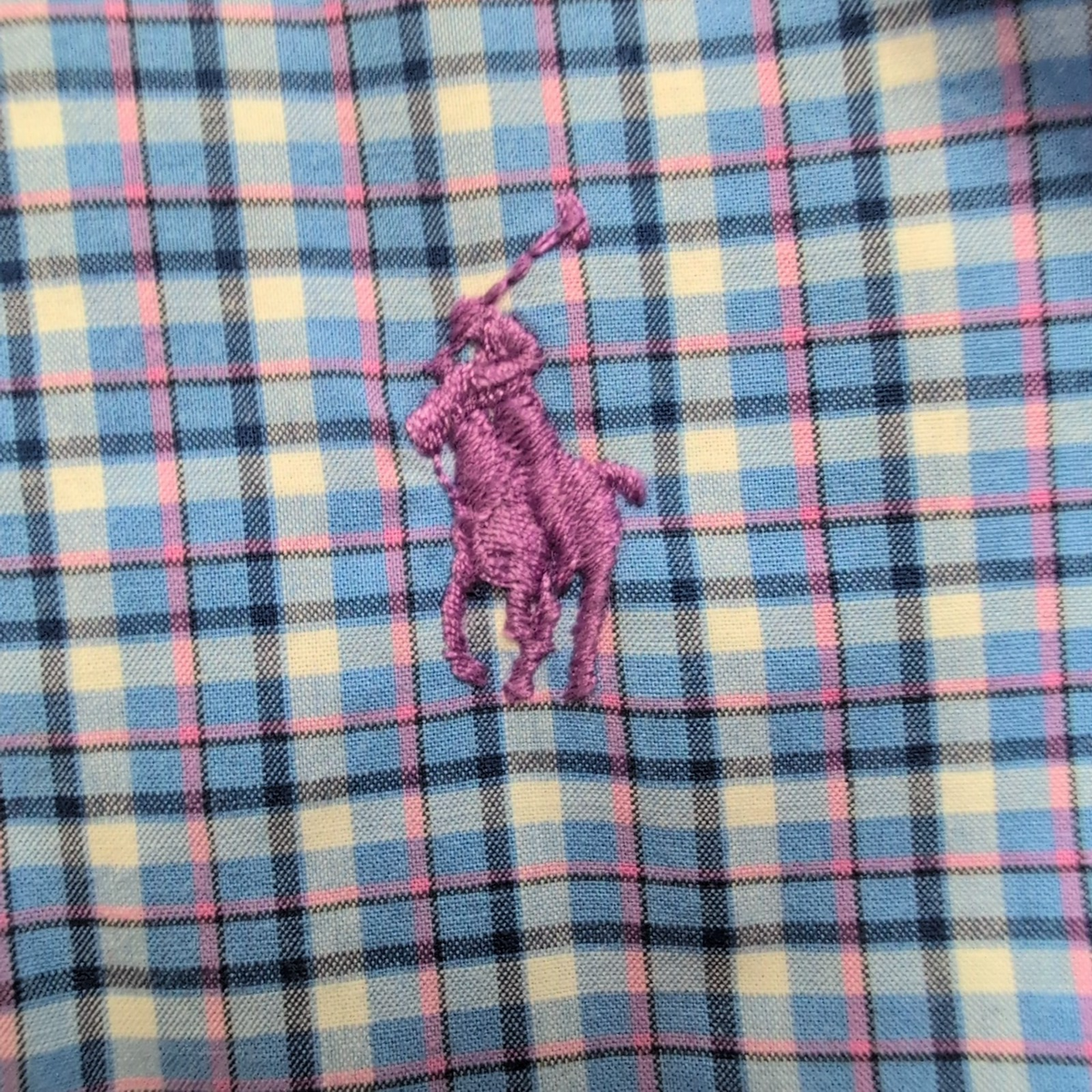 Chemise Ralph Lauren M Stretch Bleue Rose Carreaux Button Down Shirt