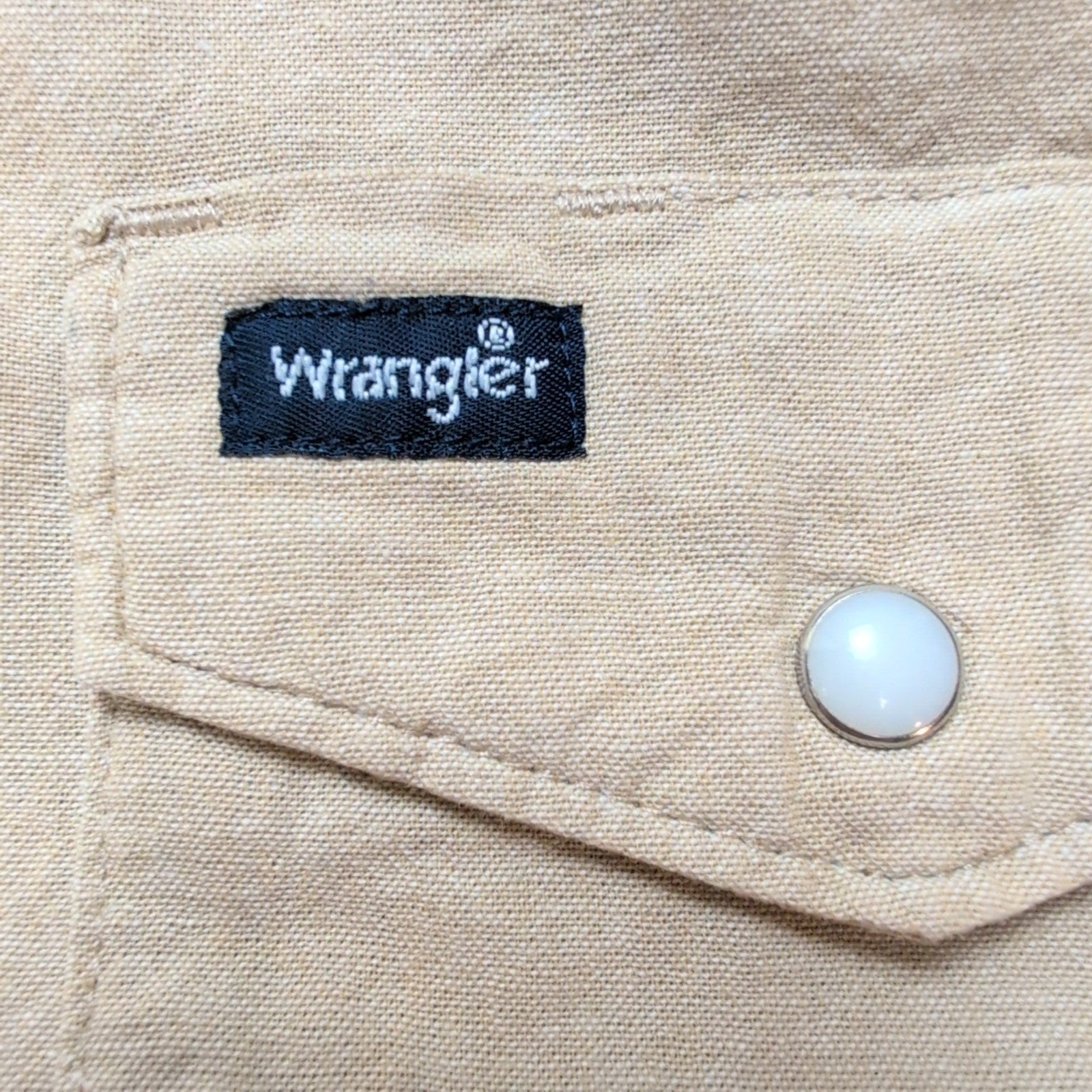 Chemise Wrangler Western Manches Longues Beige Boutons Pression Nacrés Taille M