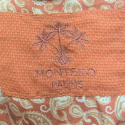 Chemise Hawaïenne Manches Courtes Montego Palms Brodée Soie Orange M