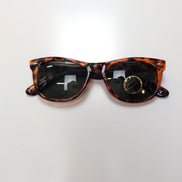 Lunettes de soleil Bar-On Femme Y2K Branche large Carré effet Bois Marron Noir