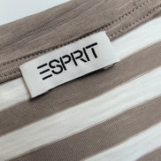 Haut Esprit Femme XL Marron Blanc Rayé 100% Coton Manches Courtes Neuf