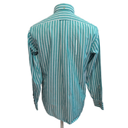 Chemise The Fox Collection M Vert Rayures Made in Taiwan Poche Boutonnée