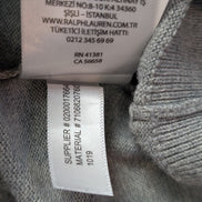 Pull Polo Ralph Lauren Polo col V gris logo gris Pima Cotton taille S