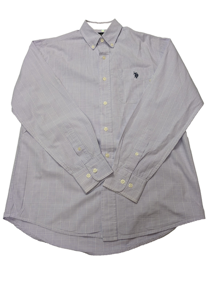 Chemise U.S. Polo ASSN lila violet manches longues à carreaux taille S