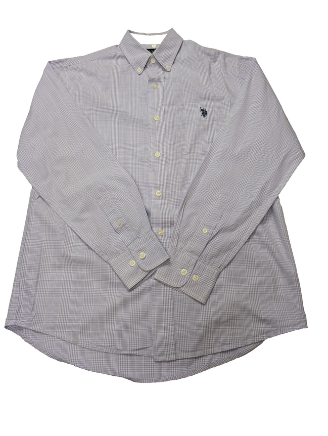 Chemise U.S. Polo ASSN lila violet manches longues à carreaux taille S