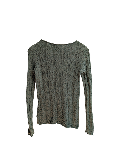 Pull femme LAUREN Ralph Lauren vert kaki chiné torsadé coton taille S