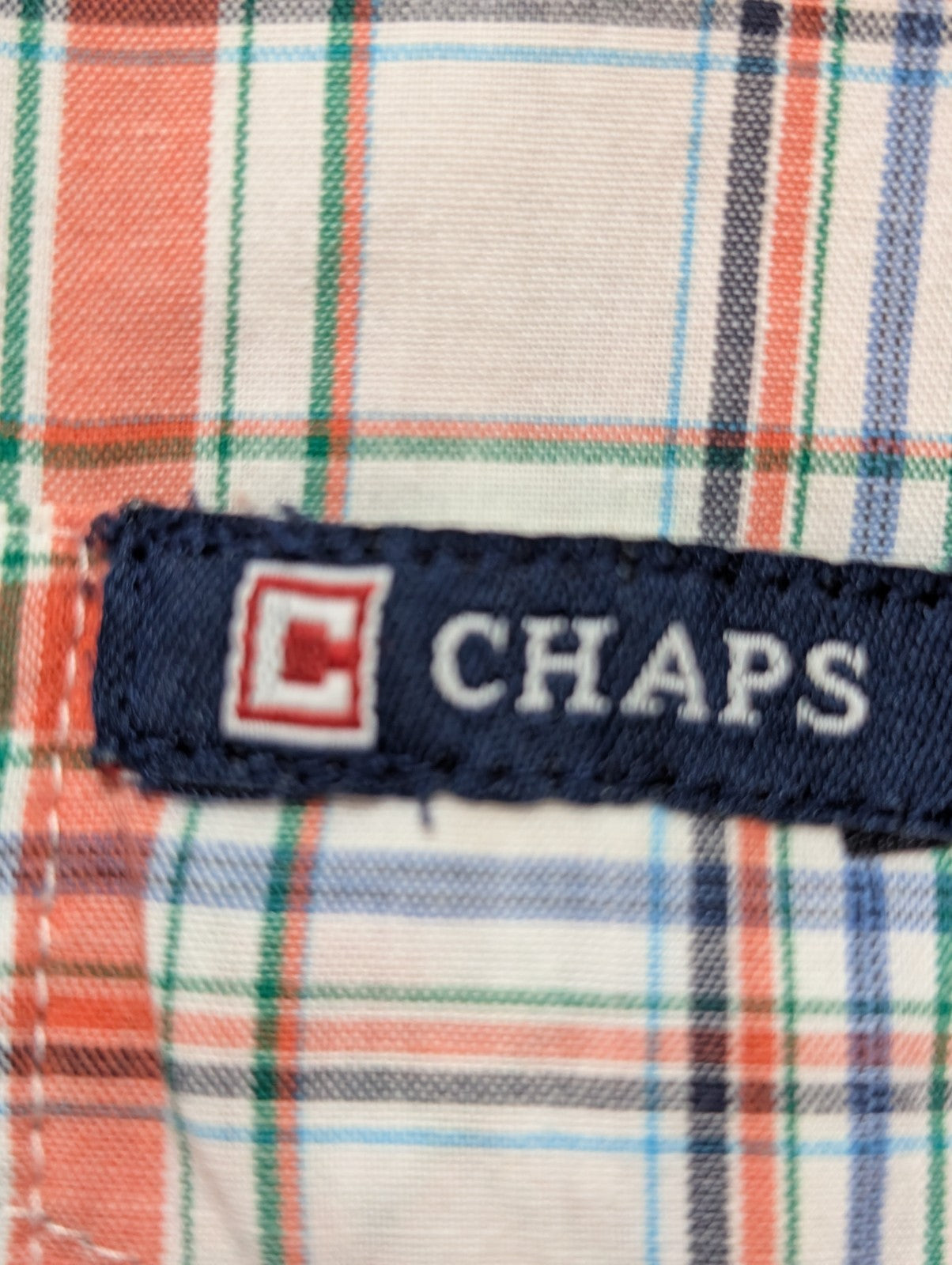 Chemise CHAPS orange manches courte à carreaux taille L 1 poche homme