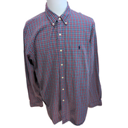 Chemise Ralph Lauren XXL Oxford rouge bleu carreaux logo marine